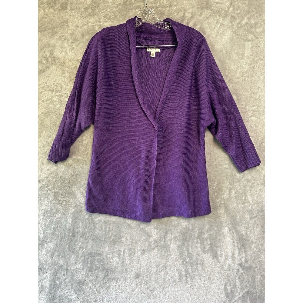 KIM ROGERS Cable Knit 100% Cotton Open Front Cardigan - Med Long Slvs